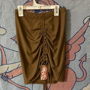 Romwe cinched brown skirt